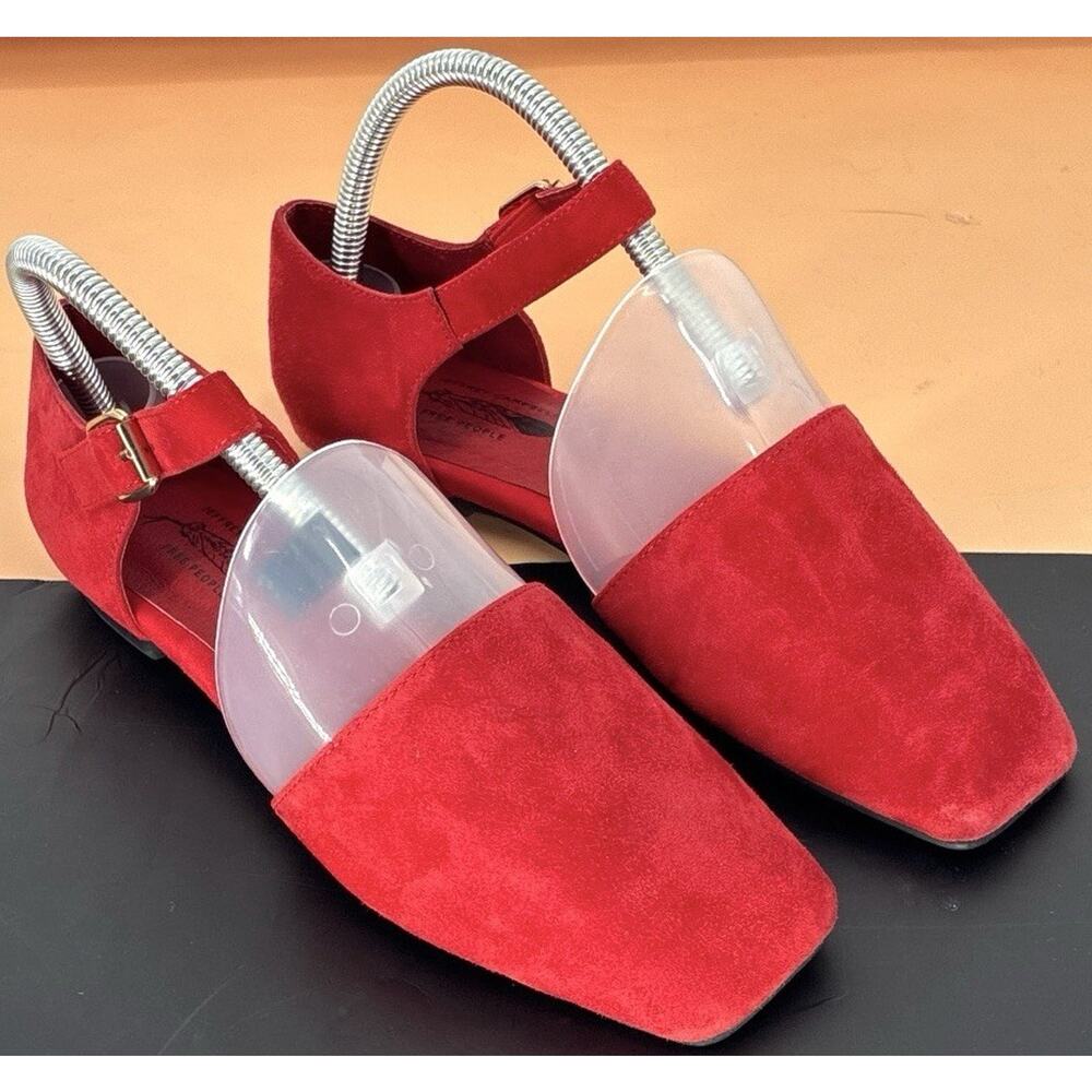 Free People Jeffrey Campbell Red Suede Ballet Flat Square Toe D'Orsay Flat - Picture 2 of 9